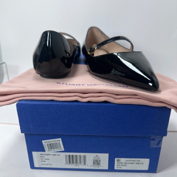 Stuart Weitzman Emilia Patent Leather Mary Jane Pointed Toe Women Flats Sz 9.5B - Picture 8 of 11